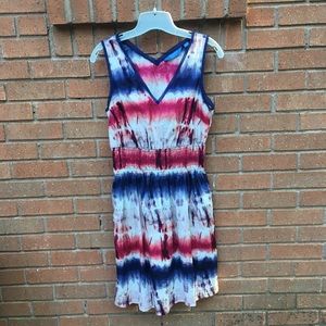 Tie Dye Print Dress w Pockets